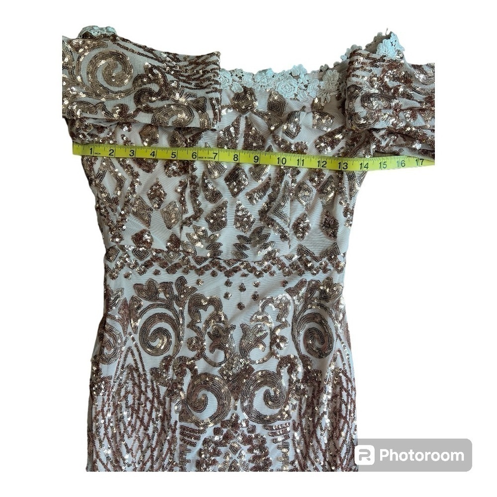 Fashion Nova Pale Pink & Rose Gold Sequins Formal Dress Size S - Picture 4 of 12